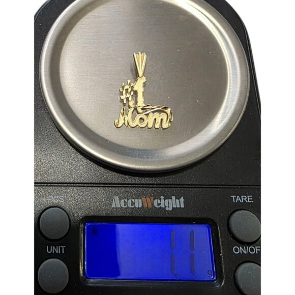 14K Yellow Gold #1 MOM Pendant Charm 585 Signed Mark Anthony 1.1g Textured Gift - Picture 8 of 11